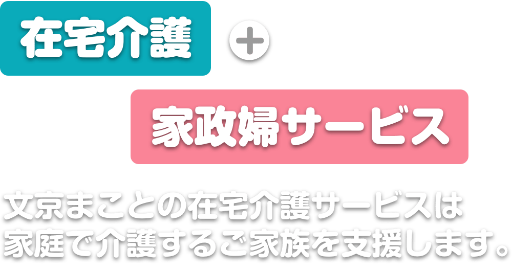 在宅介護+家政婦サービス|文京まことの在宅介護サービスは家庭で介護するご家族を支援します